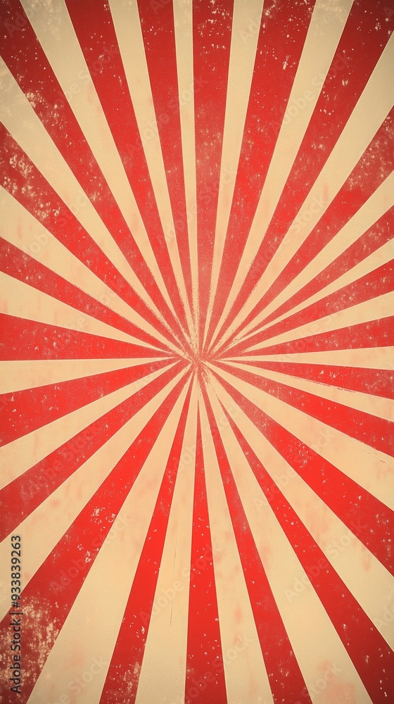 Fototapeta premium Retro red sunburst background with radial lines, perfect for vintage designs, energetic themes, or comic-style graphics.