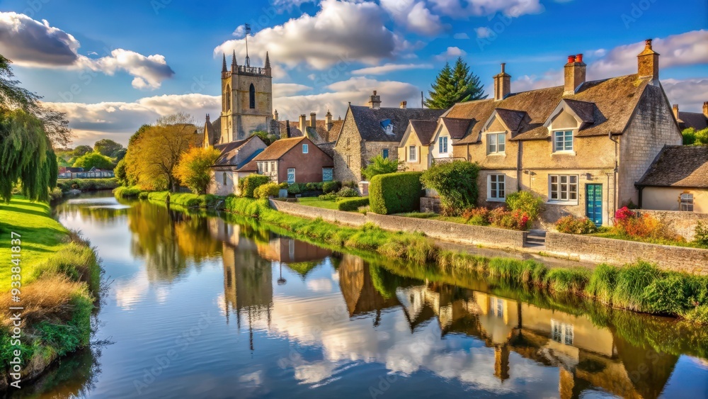 Obraz premium Historic town of Cricklade with medieval architecture and river views, Cricklade, Wiltshire, England, historic, town
