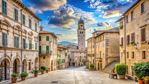 Charming Italian town of Ascoli Piceno with historic architecture and cobblestone streets, Italy, Ascoli Piceno photo