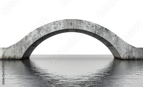 Modern concrete arch bridge over calm water with minimalist design photo