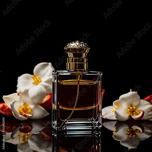 Luxury perfume on dak background  photo