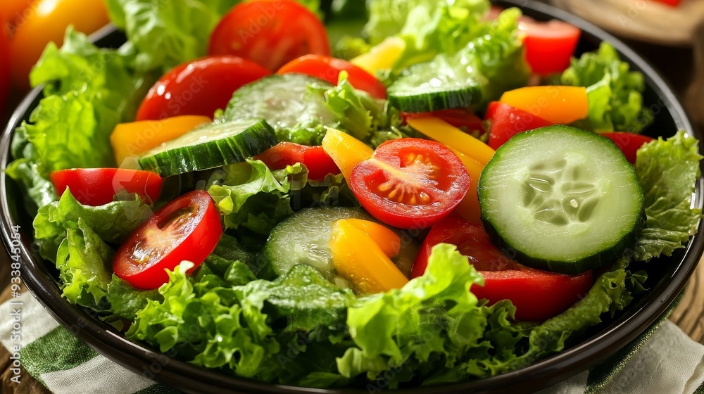 Vibrant Vegetable Salad Delight with Fresh Lettuce, Tomatoes, Cucumbers, and Bell Peppers Vibrant Vegetable Salad Delight with Fresh Lettuce, Tomatoes, Cucumbers, and Bell Peppers