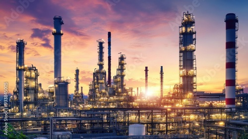 Wallpaper Mural Industrial Refinery at Sunset Torontodigital.ca