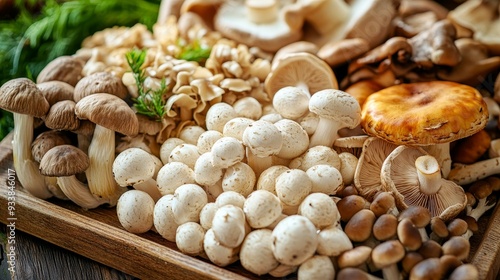 Vibrant Variety of Mushrooms - Shiitake and Button Mushrooms Showcase photo