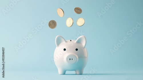 Piggy Bank with Falling Coins