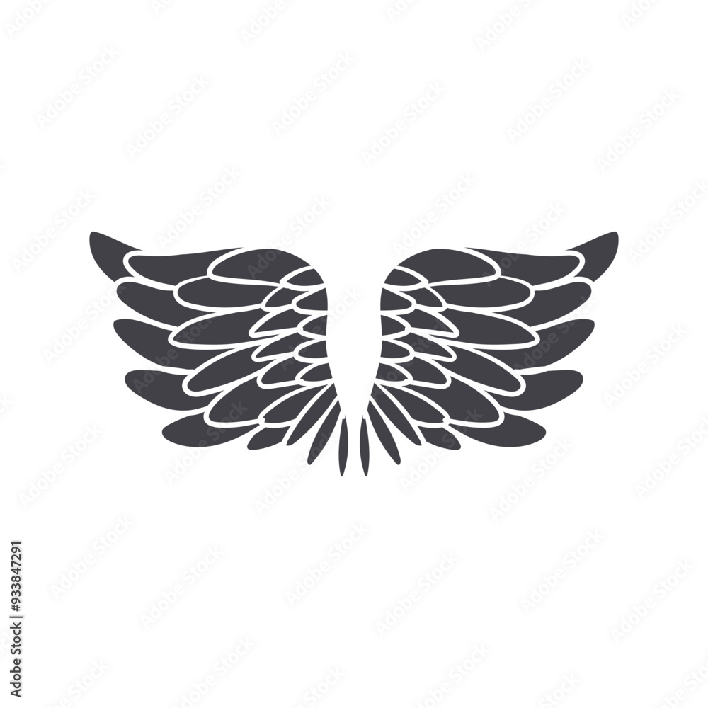 Fototapeta premium Wings icon collection. Bird wings, angel wings elements. Vector illustration