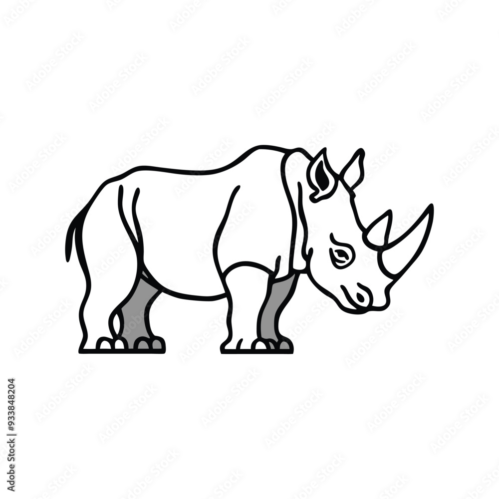 Rhinoceros Vector Outline Design Rhinoceros Vector Outline Design