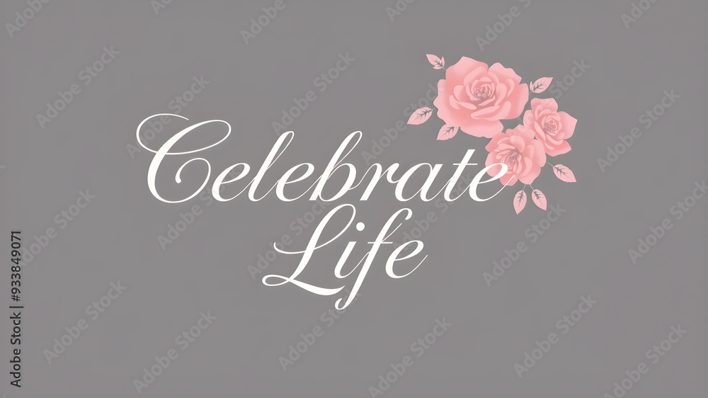 “Celebrate Life” text in a fancy script font with elegant flowers ...