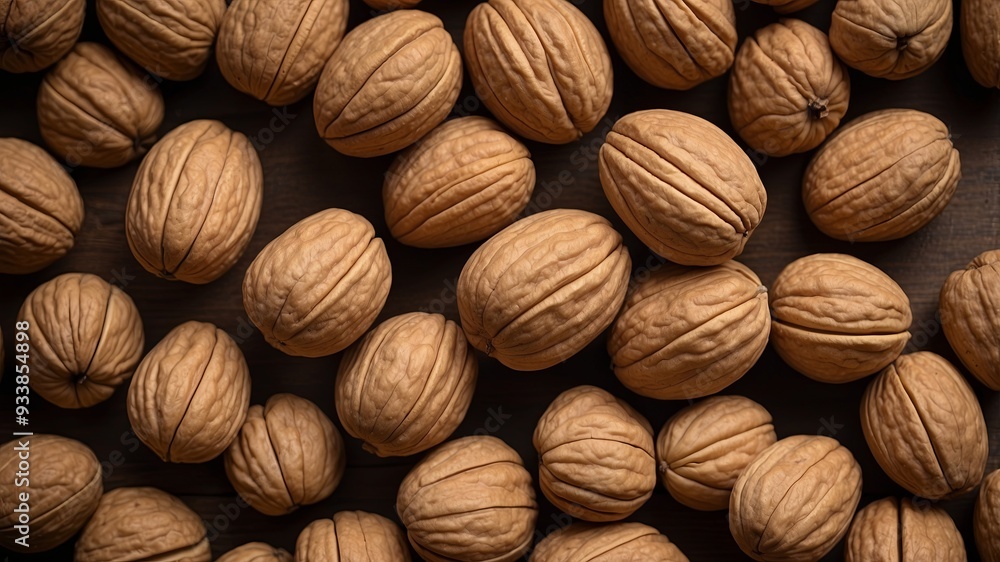 Top view of wood background with fresh walnuts. Top view of wood background with fresh walnuts.