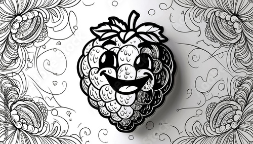 Wallpaper Mural Coloring page, raspberry happy design Torontodigital.ca