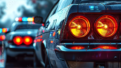 Wallpaper Mural Police Cars Siren lights and taillights on City Street Law Enforcment Traffic Control Security Criminal Arrest Defense Torontodigital.ca