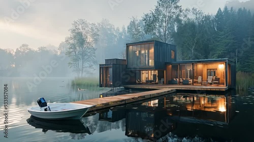Luxury contemporary architecture house with pool in a magnificent location
