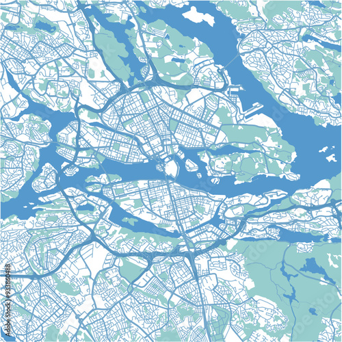 Photography Map of Stockholm in Sweden in blue