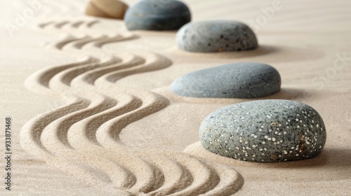 A line of rocks on a sandy beach