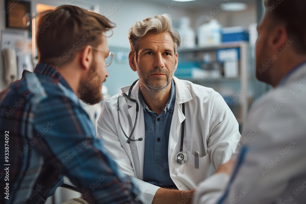 Doctor Consulting with Patients in a Medical Setting Doctor Consulting with Patients in a Medical Setting