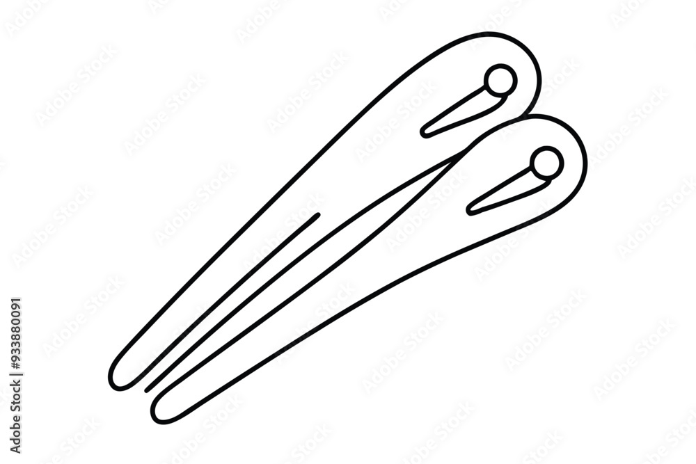 Hair clips pin line art vector illustration Hair clips pin line art vector illustration