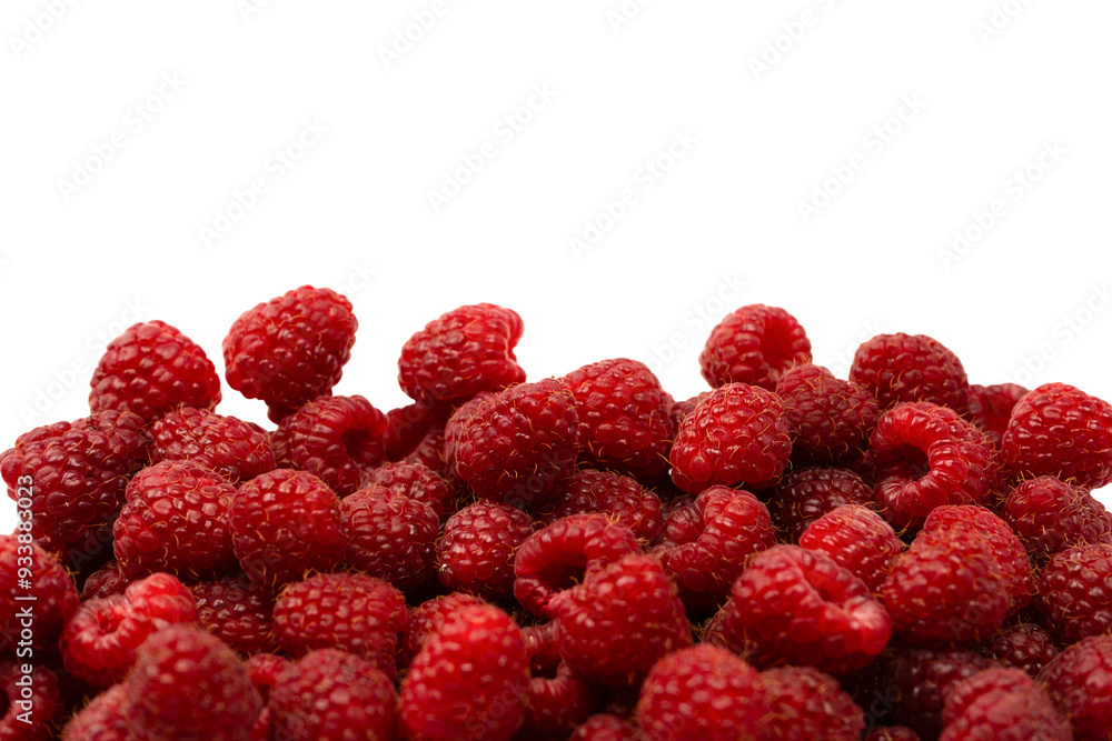 Tasty fresh raspberry isolated on a white background. Top view. Tasty fresh raspberry isolated on a white background. Top view.