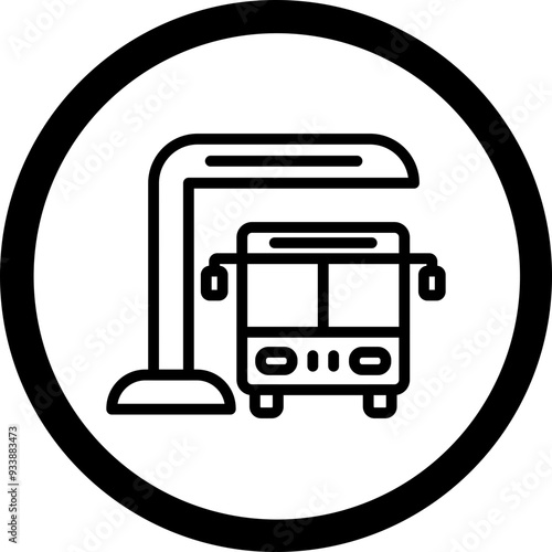 Bus Station Vector Icon Design