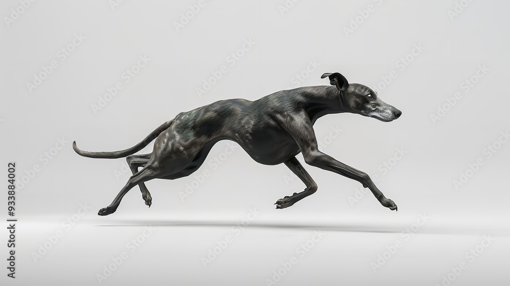 Fototapeta premium black purebred dog on a white background