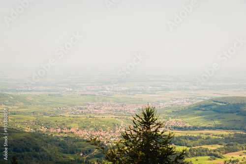 paysage depuis le Mont Sainte-Odile. Panorama de la plaine alsacienne. Paysage de l'Alsace. photo