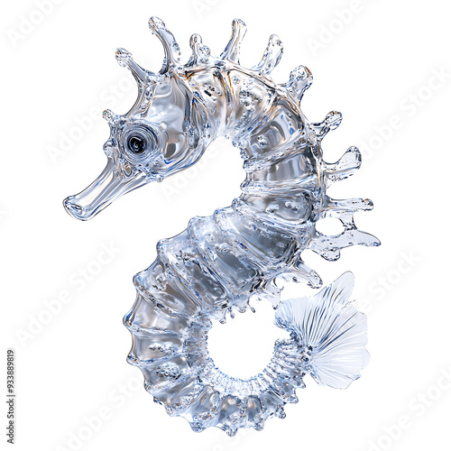 Crystal Seahorse, white background,  The Shining Beauty of Marine Animal photo