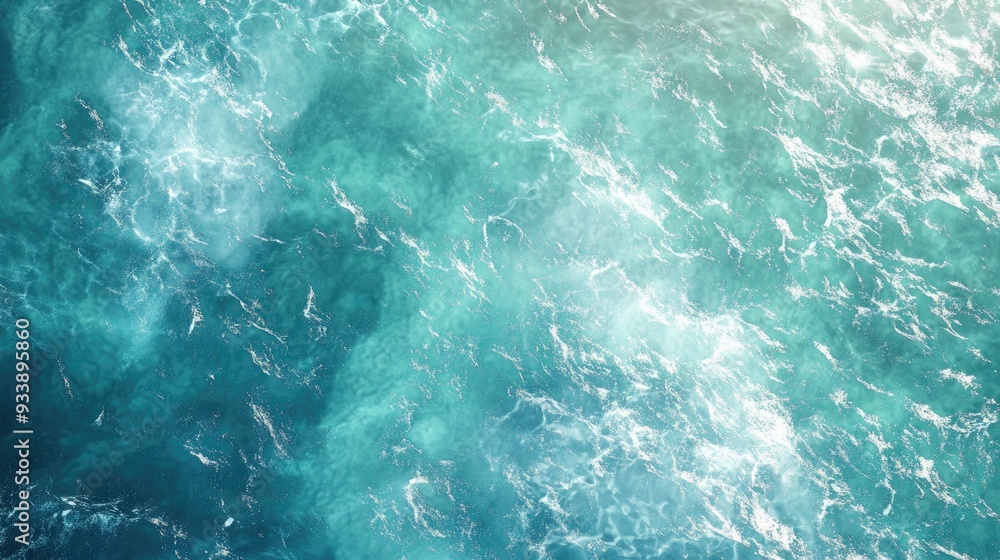 Serene top-down anime view of clear blue ocean water, with soft waves creating a soothing, tranquil atmosphere. Serene top-down anime view of clear blue ocean water, with soft waves creating a soothing, tranquil atmosphere.