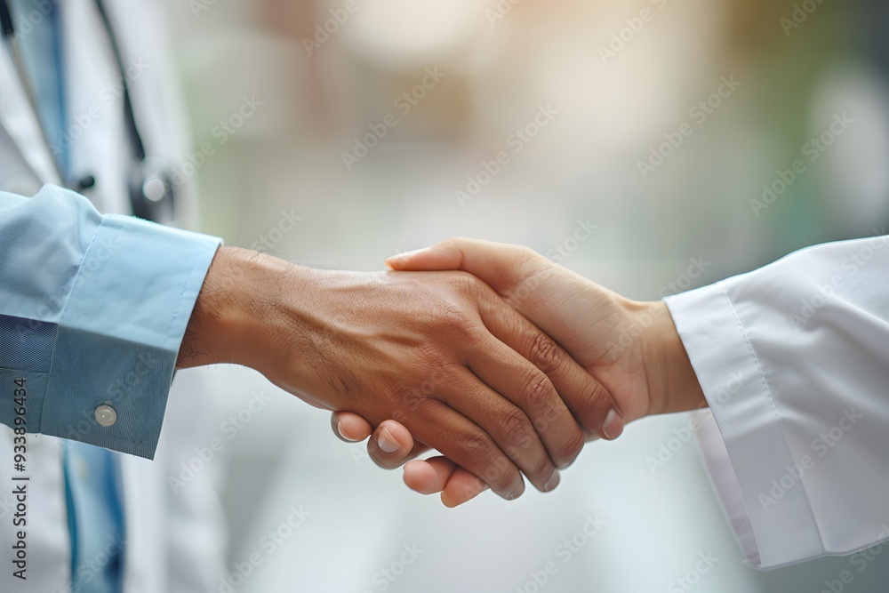 A Professional Handshake Between Healthcare Providers Signifying Collaboration and Trust A Professional Handshake Between Healthcare Providers Signifying Collaboration and Trust