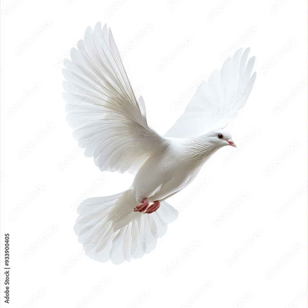 Fototapeta premium A white dove is flying in the air