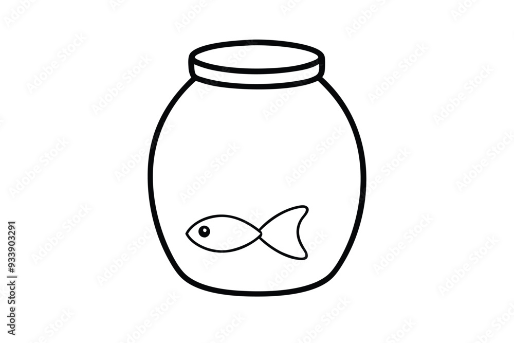 Fish jar Line art vector illustration Fish jar Line art vector illustration