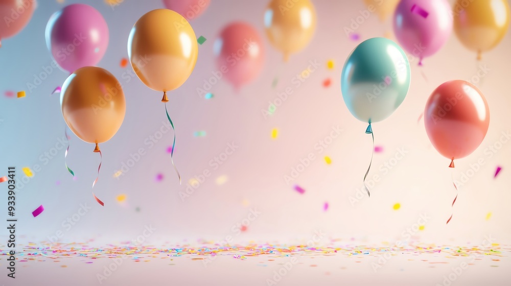 Colorful balloons float against a soft pastel backdrop, creating a festive atmosphere filled with joy and celebration. Colorful balloons float against a soft pastel backdrop, creating a festive atmosphere filled with joy and celebration.