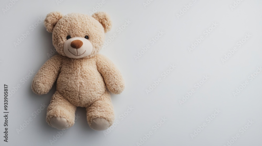 Teddy bear sitting alone with a blue background Teddy bear sitting alone with a blue background