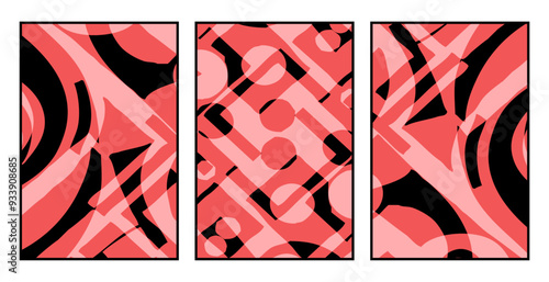 Set of 3 Abstract pattern. Illustration for printing on wall decorations. For use in graphics.
