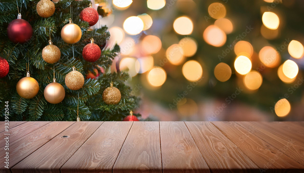 empty table Christmas Tree with Decorations, space for text
empty table Christmas Tree with Decorations, space for text