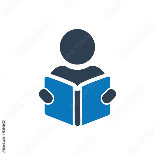 Person reading a book icon