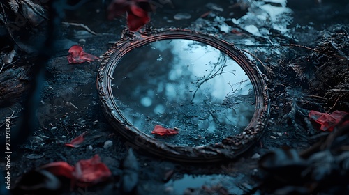 Haunting Reflection A Mirror Unveiling a Nightmarish Realm of Shadows and Mysteries
