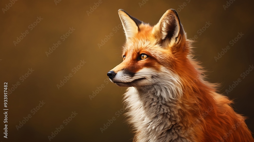 Obraz premium A fox on a solid background, highly detailed and lifelike 