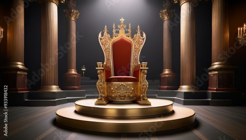 Royal Throne Podium- A podium designed like a royal throne or dais, symbolizing power and leadership. Ideal for ceremonial events, political speeches, or historical reenactments