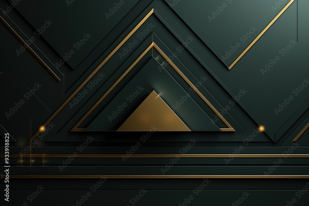Fototapeta premium Abstract geometric background with gold lines and a triangle.