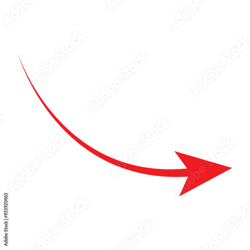Wallpaper Mural Red arrow up. Curved arrow. Color flat ui for website. Top symbol for button isolated on transparent background. Vector illustration. Replaceable vector design. In eps 10.  Torontodigital.ca