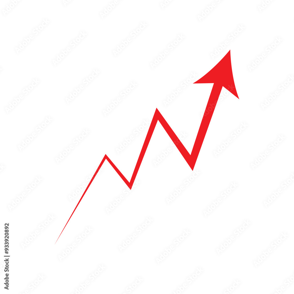 Growing business red arrow on white, Profit red arrow, Vector illustration.Business concept, growing chart. Concept of sales symbol icon with arrow moving up. Economic Arrow With Growing Trend Growing business red arrow on white, Profit red arrow, Vector illustration.Business concept, growing chart. Concept of sales symbol icon with arrow moving up. Economic Arrow With Growing Trend