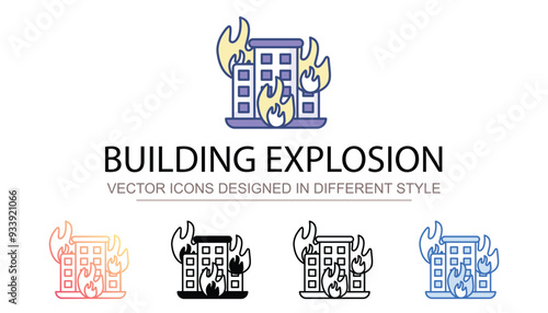 Building Explosion icon design with white background stock illustration