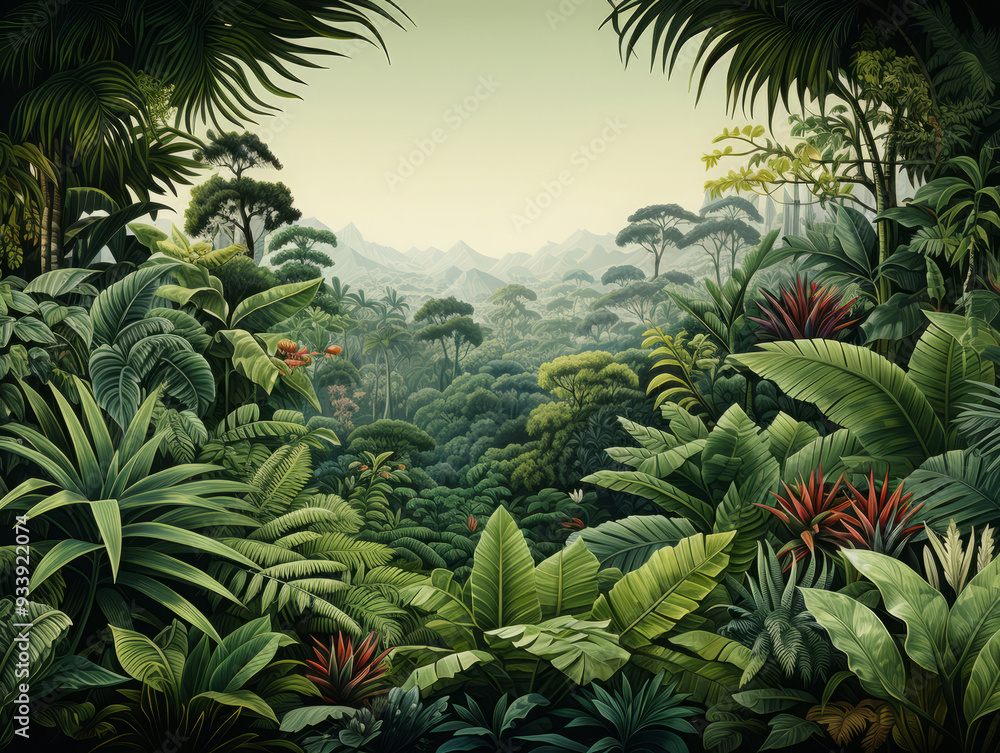 Fototapeta premium Exceptional Mysterious underwater adventure in a tropical rainforest landscape