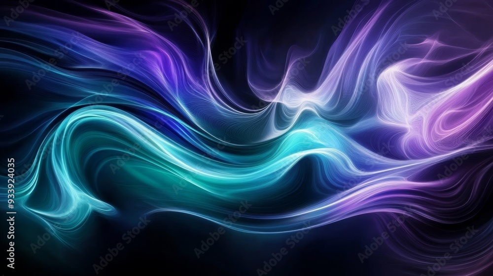 Abstract Wavy Lines of Blue and Purple on Black Background, abstract, digital art, background, texture Abstract Wavy Lines of Blue and Purple on Black Background, abstract, digital art, background, texture