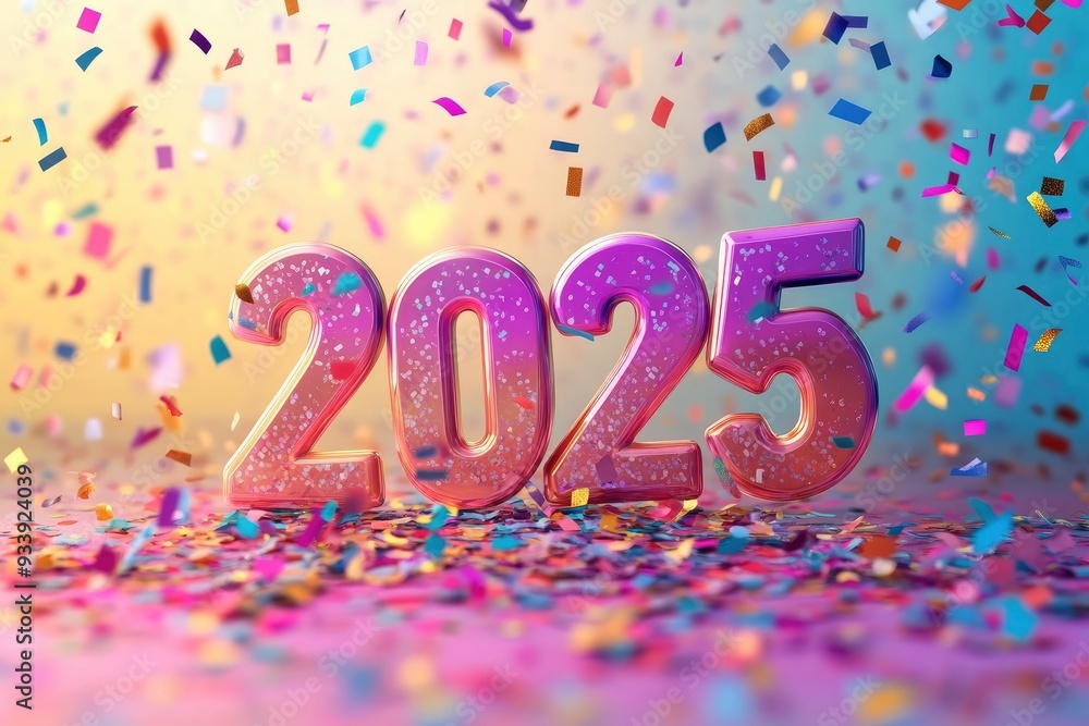 Happy New Year 2025. Realistic 3D numbers Happy New Year 2025. Realistic 3D numbers