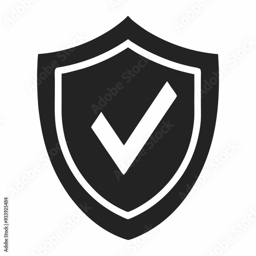black Shield check mark logo icon design template, vector illustration.