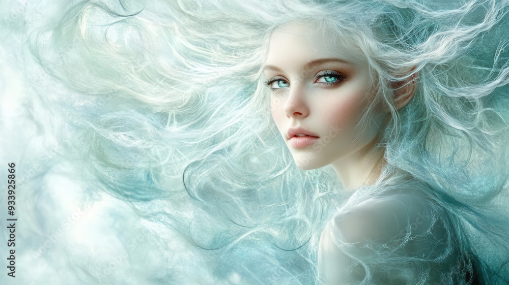 A fantasythemed portrait with photo compositing and digital effects, creating an ethereal look A fantasythemed portrait with photo compositing and digital effects, creating an ethereal look