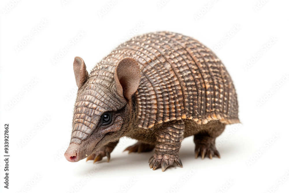 Obraz premium A cute armadillo isolated on a white background.