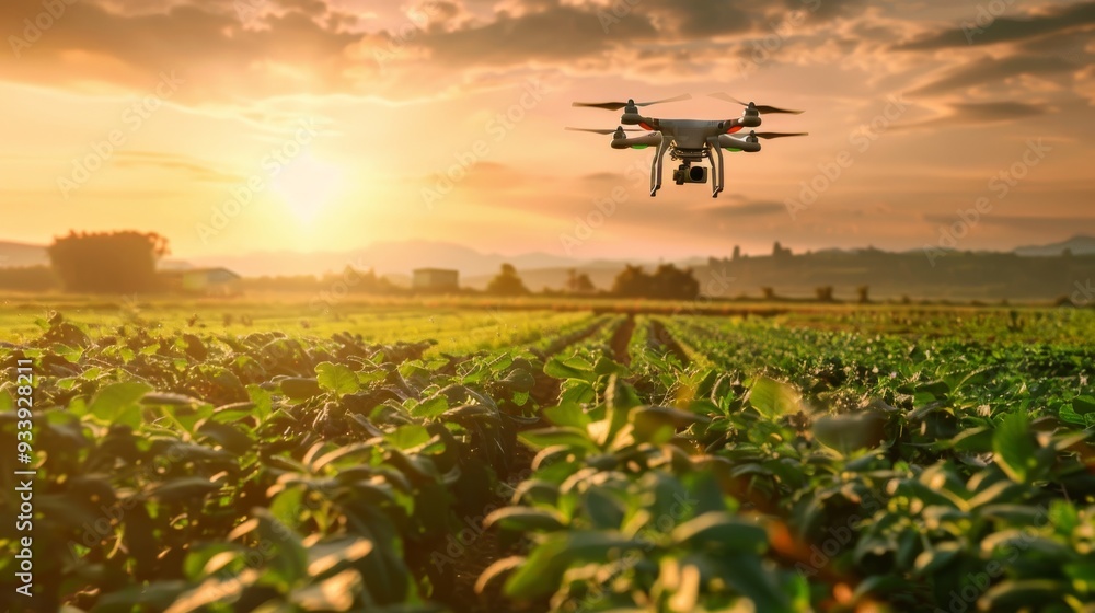 A drone equipped with AI technology flying over a lush agricultural field, representing modern farming and precision agriculture. --ar 16:9 Job ID: c8d5068b-2da1-47c6-9d4e-22c5262ec125 A drone equipped with AI technology flying over a lush agricultural field, representing modern farming and precision agriculture. --ar 16:9 Job ID: c8d5068b-2da1-47c6-9d4e-22c5262ec125