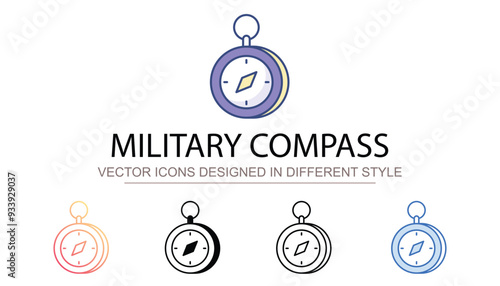 Military Compass icon design with white background stock illustration