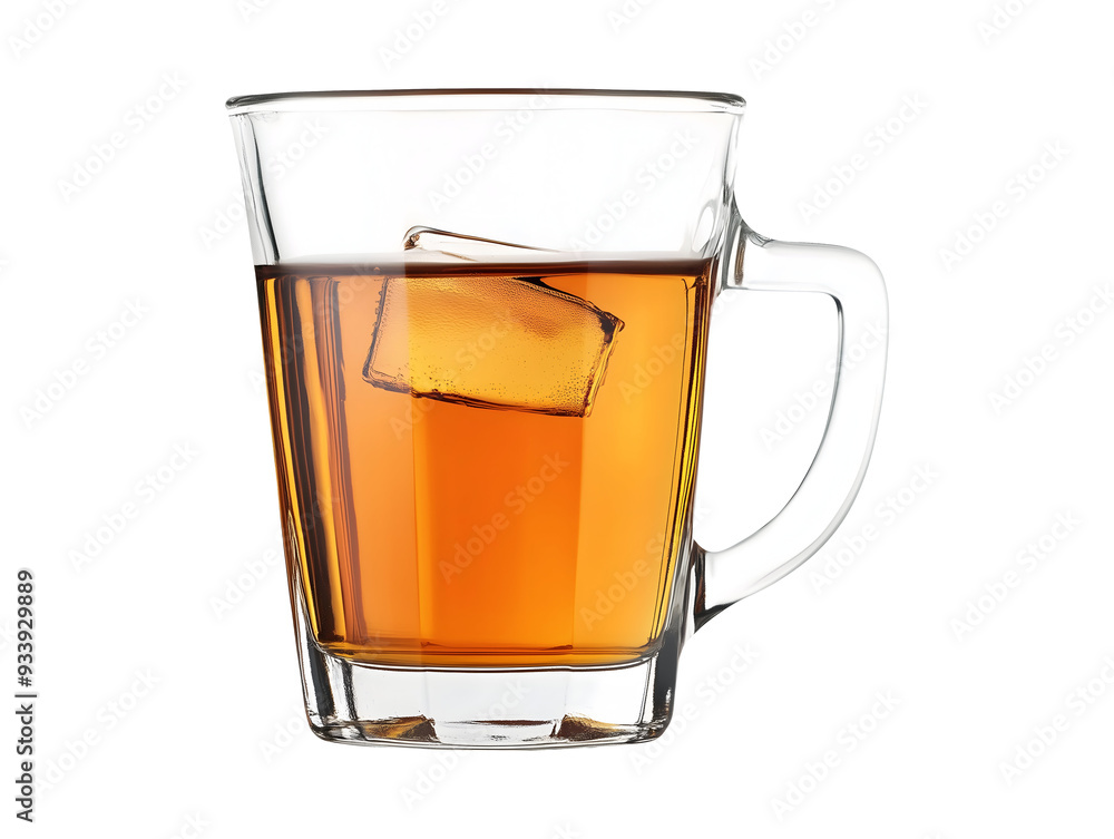 Steeping tea bag in clear glass of brewed tea isolated on white background Steeping tea bag in clear glass of brewed tea isolated on white background